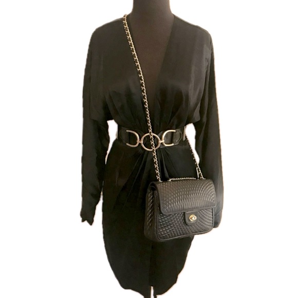 rag & bone Black Silk Satin "Eloise" Gathered Ruched V Front Mini Dress - Picture 2 of 14